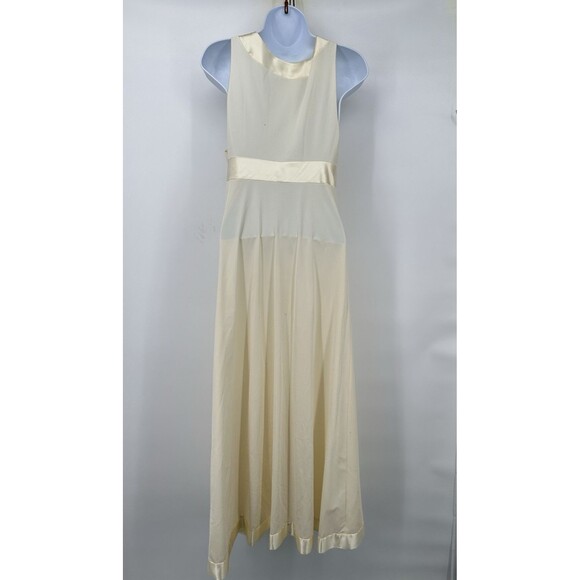 VTG 60 Artemis Nylon Chiffon Nightgown Dress Pearl Lace Bridgerton Small - Picture 4 of 10